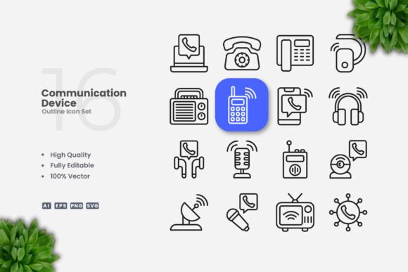 Communication Device Outline Icons