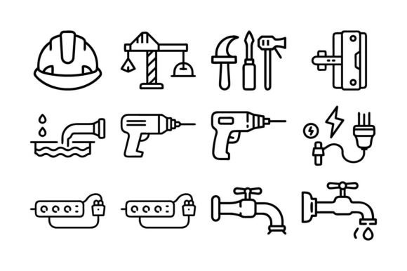 Handyman Outline Vector Icon Set – Home Graphics