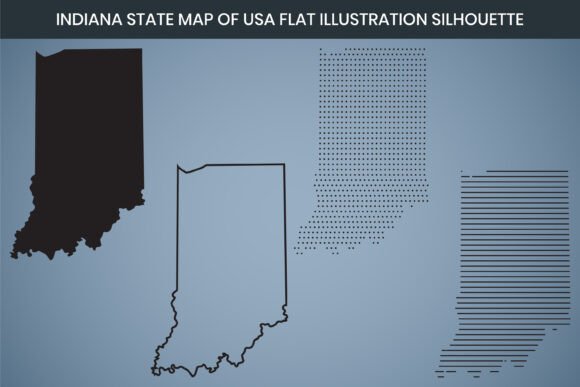 Indiana State Hand Drawn Outline Map USA Graphics