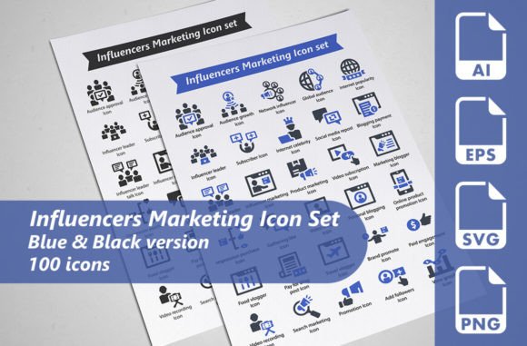 Influencers Marketing Icon Set: Graphics & Icons for Creative Design