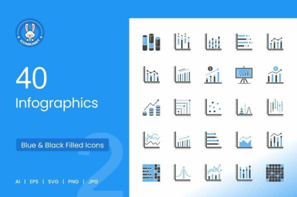 Infographics Blue Black Icons