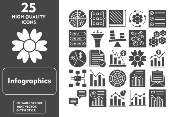 Infographics Glyph Icon: Graphics and Icons for Handmade Creators