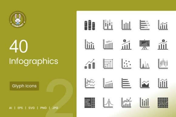 Infographics Glyph Icons for Graphic Design