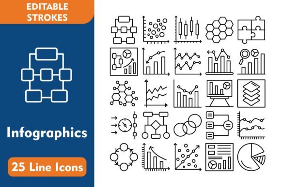 Infographics Line Icon: Graphics and Icons for Modern Design