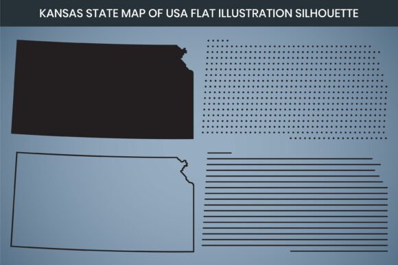 Kansas State Hand Drawn Outline Map USA Graphics