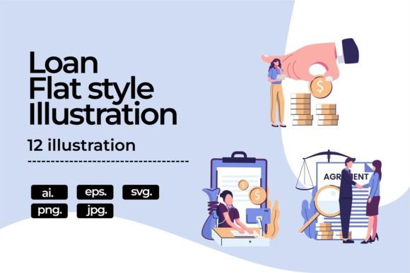 Loan Related Flat Style Illustration Graphics