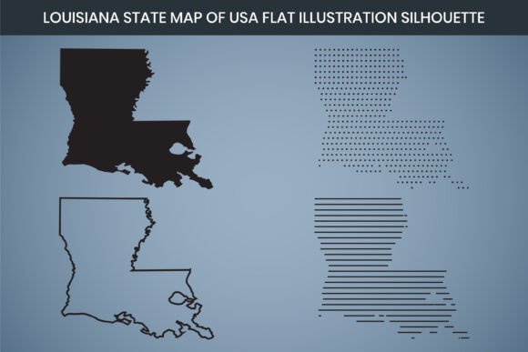 Louisiana State Hand Drawn Outline Map Graphics