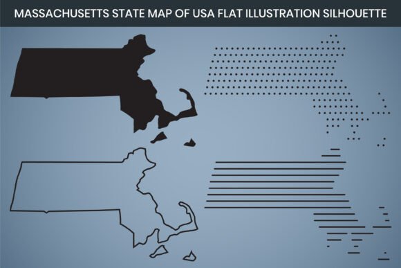 Massachusetts State Hand Drawn Map USA Graphics Freebies
