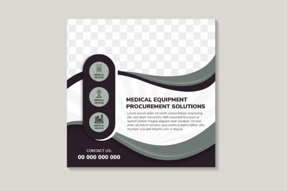 Medical Equipment Square Banner: Graphics and Social Media Templates