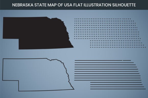Nebraska State Hand Drawn Outline Map UA: Graphics and Freebies for Branding