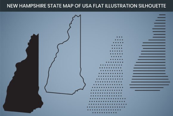New Hampshire State Hand Drawn MAP USA