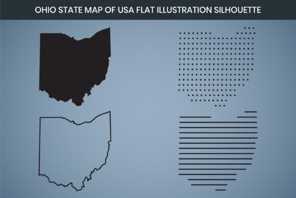 Ohio State Hand Drawn Outline Map of USA Graphics