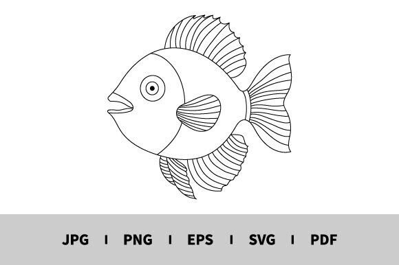 One Line Drawing of Fish Illustration Graphics