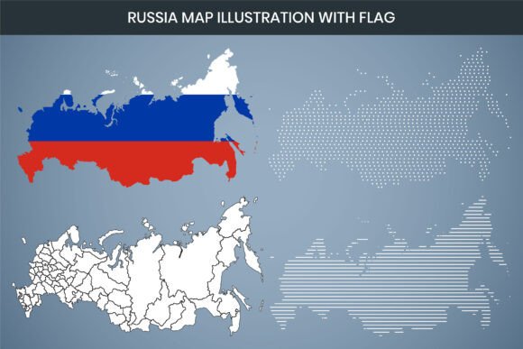 Russia Map Illustration with Flag Graphics