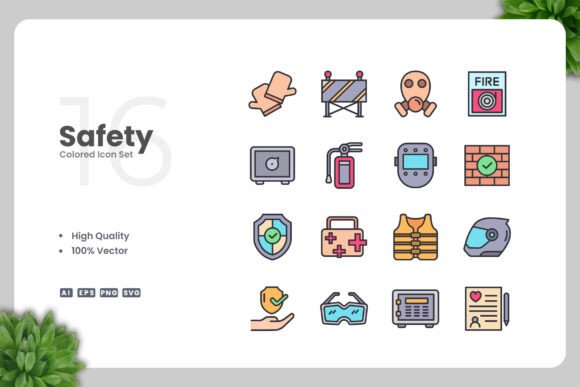 Safety Colored Icons Graphics