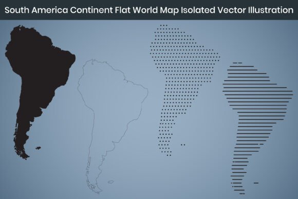 South America Continent Flat World Map Graphics
