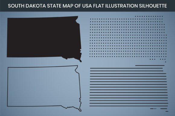 South Dakota State Hand Drawn Map USA Graphics Freebies