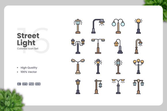 Street Light Colored Icons for Graphics and Branding