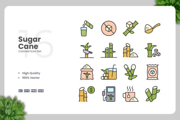 Sugar Cane Colored Icons Review