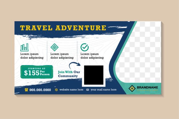 Travel Adventure Horizontal Banner: Graphics and Social Media Templates